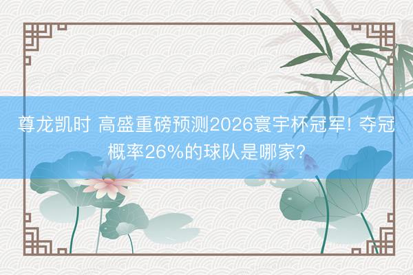 尊龙凯时 高盛重磅预测2026寰宇杯冠军! 夺冠概率26%的球队是哪家?