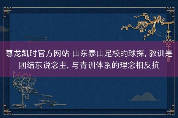 尊龙凯时官方网站 山东泰山足校的球探， 教训是团结东说念主， 与青训体系的理念相反抗