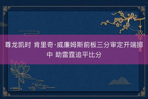 尊龙凯时 肯里奇·威廉姆斯前板三分审定开端掷中 助雷霆追平比