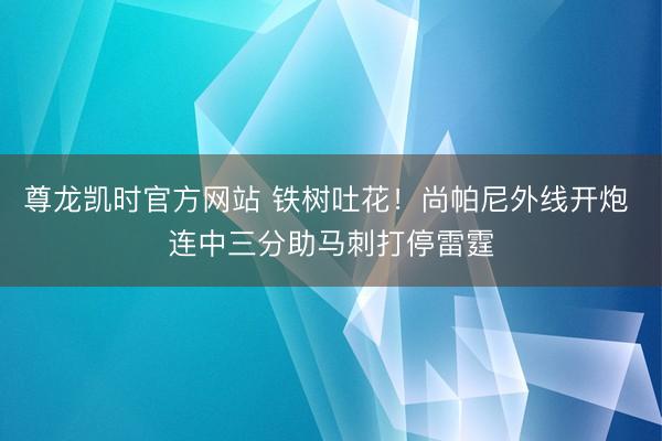 尊龙凯时官方网站 铁树吐花！尚帕尼外线开炮 连中三分助马刺打停雷霆