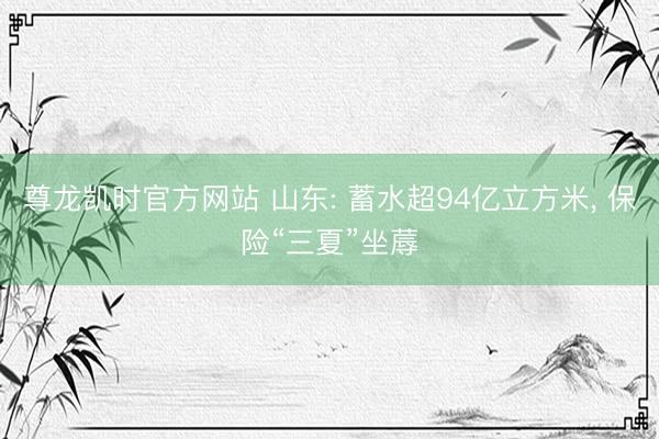 尊龙凯时官方网站 山东: 蓄水超94亿立方米, 保险“三夏”坐蓐