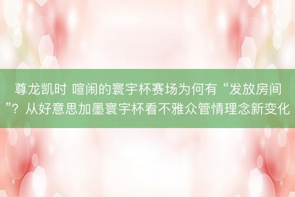 尊龙凯时 喧闹的寰宇杯赛场为何有 “发放房间”？从好意思加墨寰宇杯看不雅众管情理念新变化