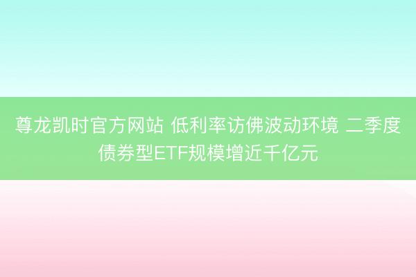 尊龙凯时官方网站 低利率访佛波动环境 二季度债券型ETF规模增近千亿元