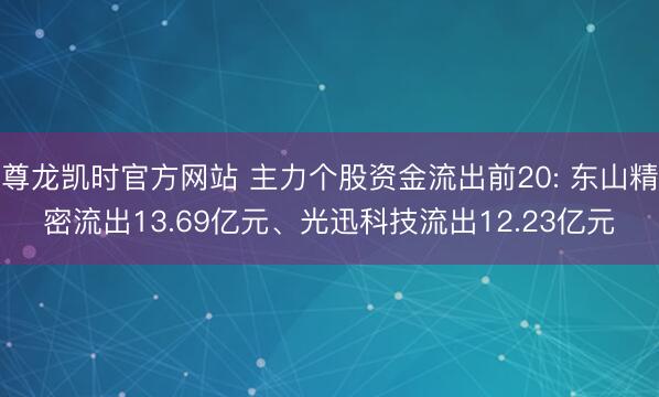 尊龙凯时官方网站 主力个股资金流出前20: 东山精密流出13.69亿元、光迅科技流出12.23亿元
