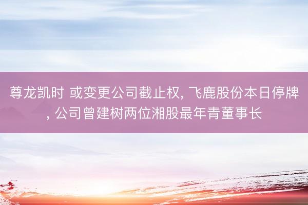 尊龙凯时 或变更公司截止权， 飞鹿股份本日停牌， 公司曾建树两位湘股最年青董事长