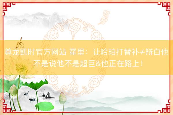 尊龙凯时官方网站 霍里:让哈珀打替补≠辩白他 不是说他不是超巨&他正在路上!