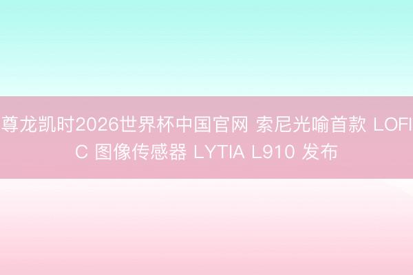 尊龙凯时2026世界杯中国官网 索尼光喻首款 LOFIC 图像传感器 LYTIA L910 发布
