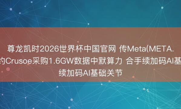 尊龙凯时2026世界杯中国官网 传Meta(META.US)签约Crusoe采购1.6GW数据中默算力 合手续加码AI基础关节
